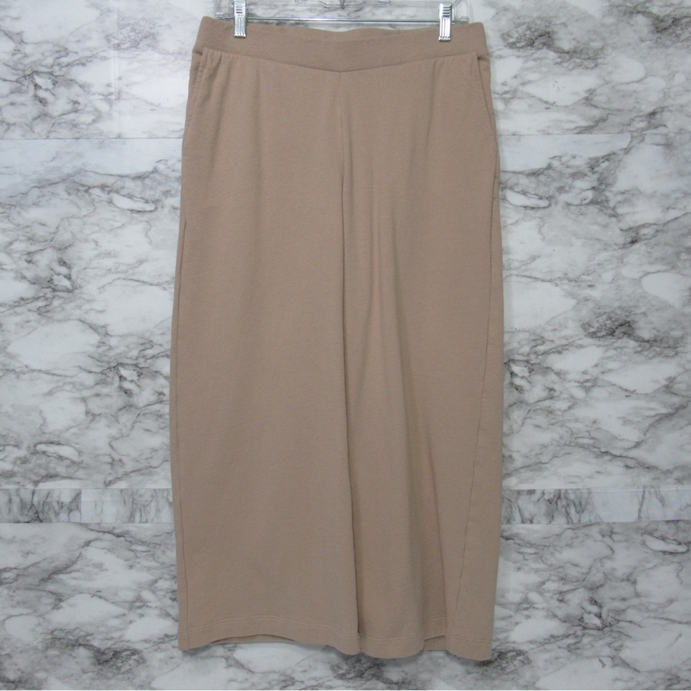 J. Jill Beige Cropped Wide-Leg Knit Pants